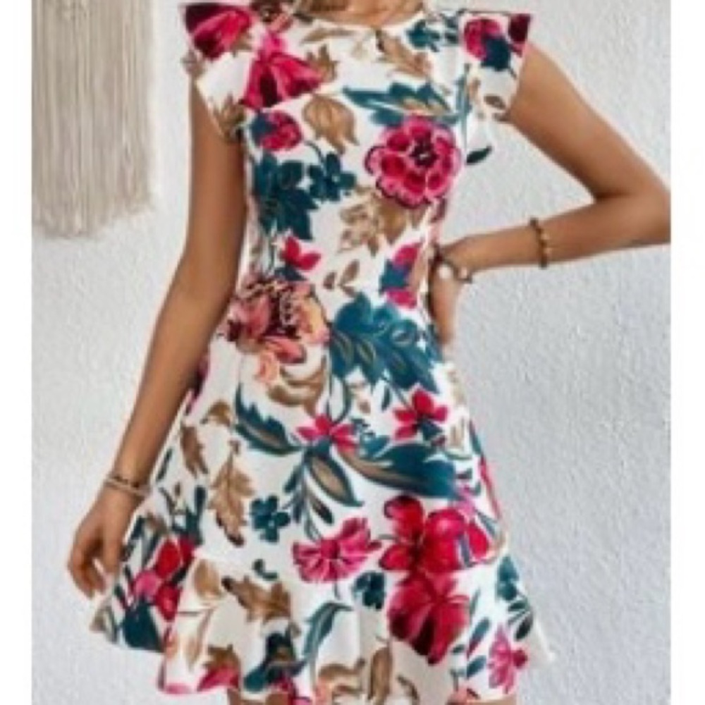 Floral Ruffle Dress•Goes with matching girls dress=See listing next to this one